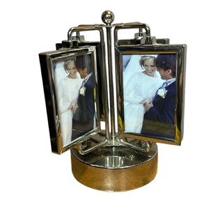 Rotating Silver-Tone Photo Frame Carousel - Silver